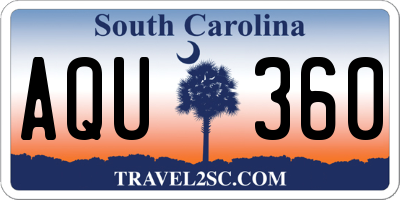 SC license plate AQU360