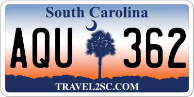 SC license plate AQU362
