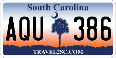 SC license plate AQU386
