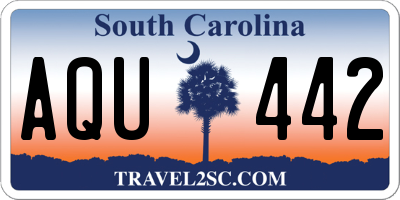SC license plate AQU442