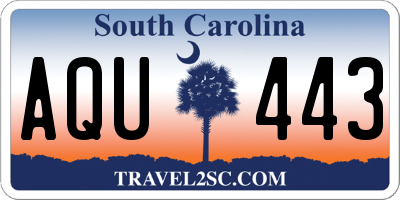 SC license plate AQU443