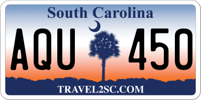 SC license plate AQU450