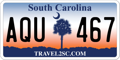 SC license plate AQU467