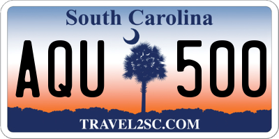 SC license plate AQU500