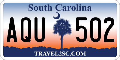 SC license plate AQU502