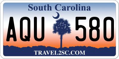 SC license plate AQU580