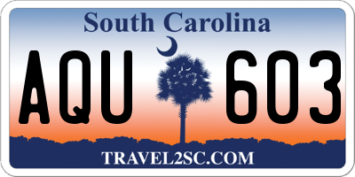 SC license plate AQU603
