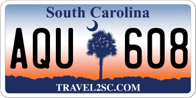 SC license plate AQU608