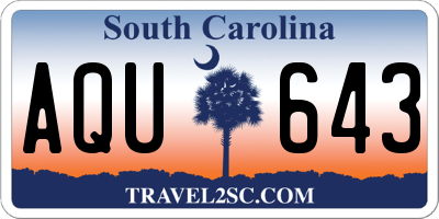 SC license plate AQU643