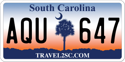 SC license plate AQU647