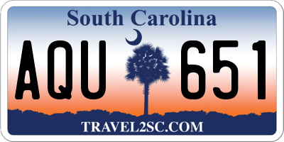 SC license plate AQU651