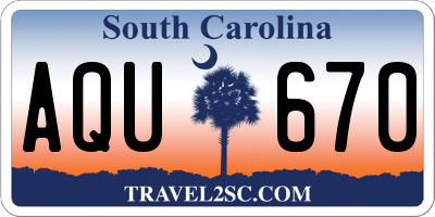 SC license plate AQU670