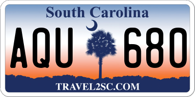 SC license plate AQU680