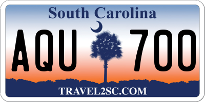 SC license plate AQU700
