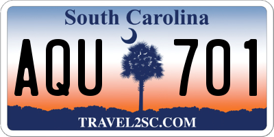 SC license plate AQU701
