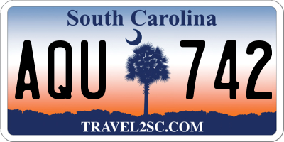 SC license plate AQU742