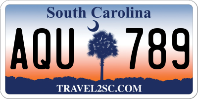 SC license plate AQU789