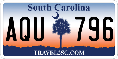 SC license plate AQU796