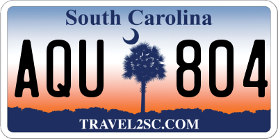SC license plate AQU804