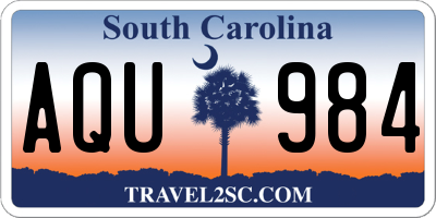 SC license plate AQU984