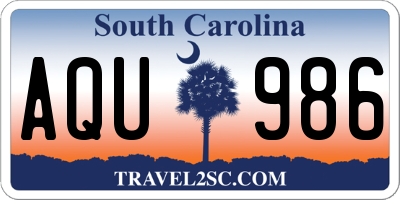 SC license plate AQU986