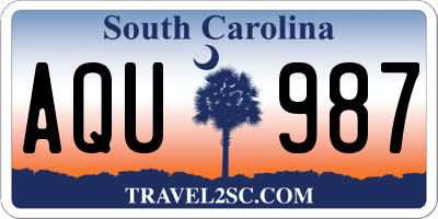SC license plate AQU987