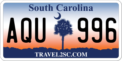 SC license plate AQU996