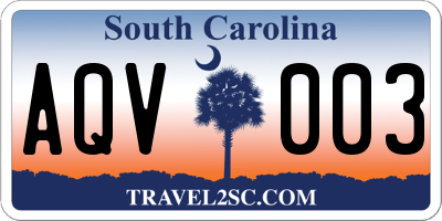 SC license plate AQV003