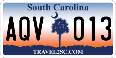 SC license plate AQV013