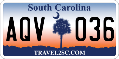 SC license plate AQV036