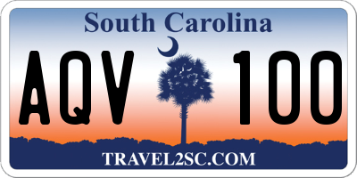 SC license plate AQV100