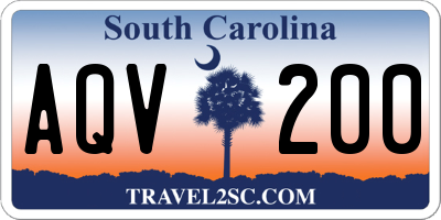 SC license plate AQV200