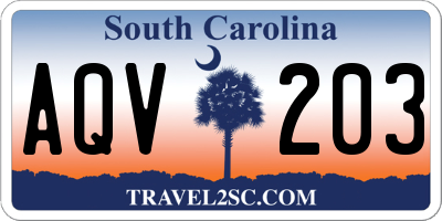 SC license plate AQV203