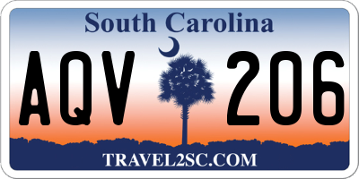 SC license plate AQV206