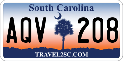 SC license plate AQV208