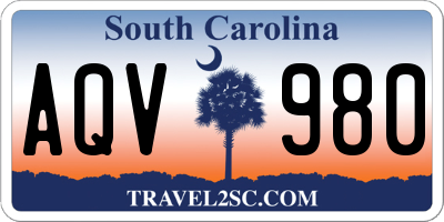 SC license plate AQV980