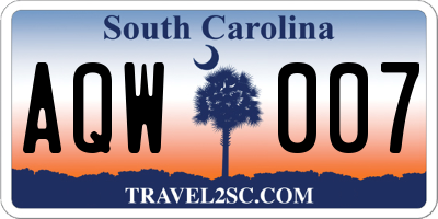 SC license plate AQW007