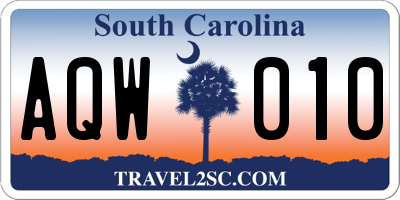 SC license plate AQW010