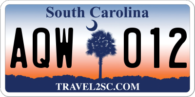 SC license plate AQW012
