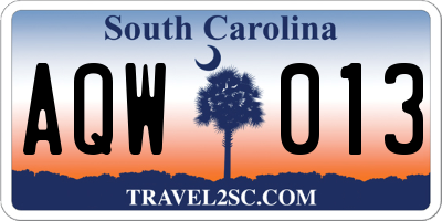 SC license plate AQW013