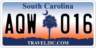 SC license plate AQW016