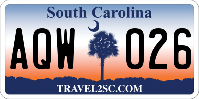 SC license plate AQW026