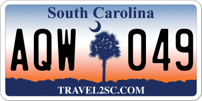 SC license plate AQW049