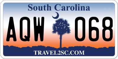 SC license plate AQW068