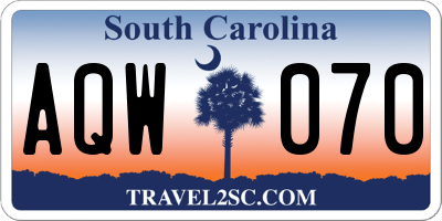 SC license plate AQW070