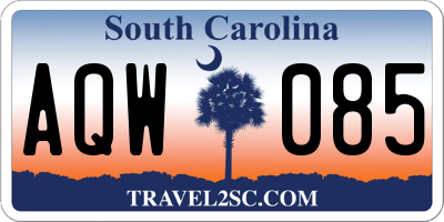 SC license plate AQW085
