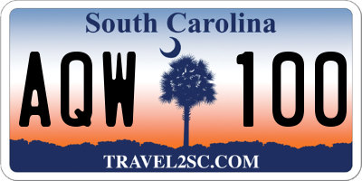 SC license plate AQW100