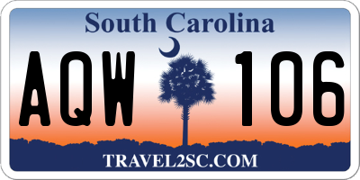 SC license plate AQW106