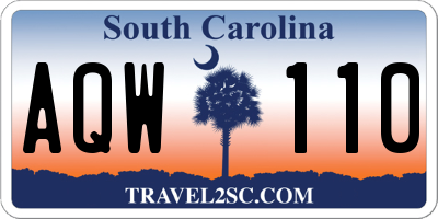 SC license plate AQW110