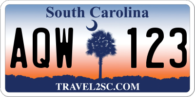 SC license plate AQW123